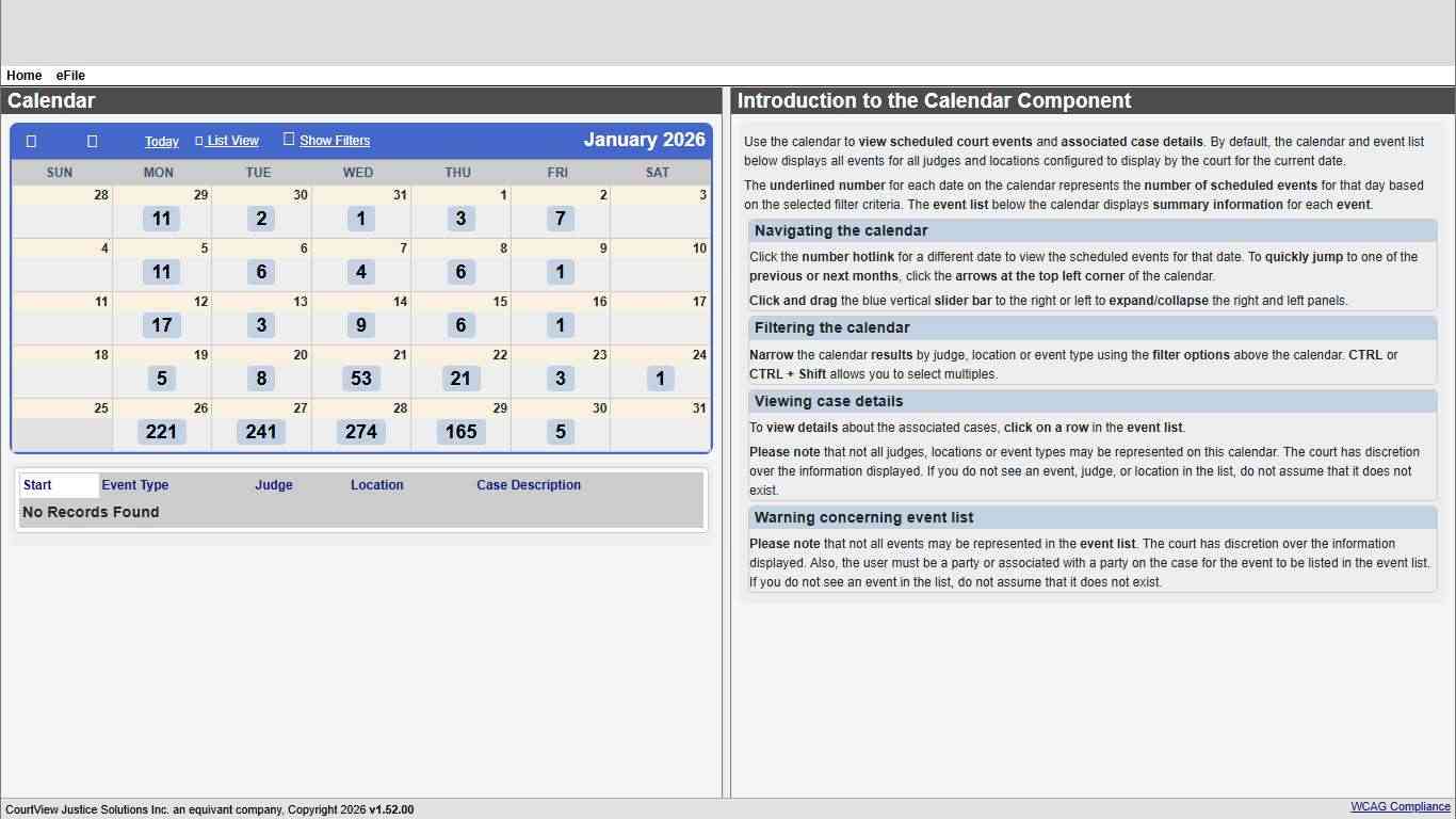 Calendar - Clark County Justice Court Case Search