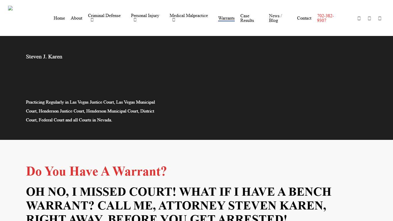 Las Vegas Warrant Search and Defense Lawyer Steven J. Karen
